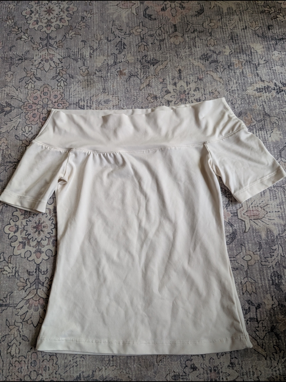 H&M Off-Shoulder Short Sleeve Top in Cream